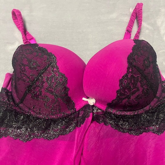 Elegant Lace Trim Pink Chemise - Picture 2 of 5